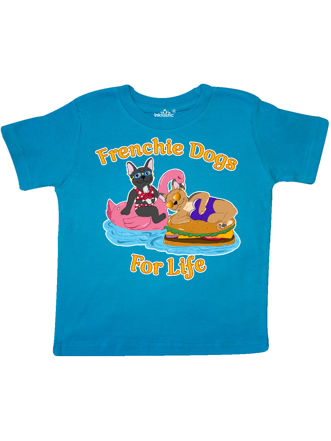 inktastic Cute French Bulldogs on Pool Floaties Frenchie Dogs Toddler T-Shirt inktastic Cute French Bulldogs on Pool Floaties Frenchie Dogs Toddler T-Shirt